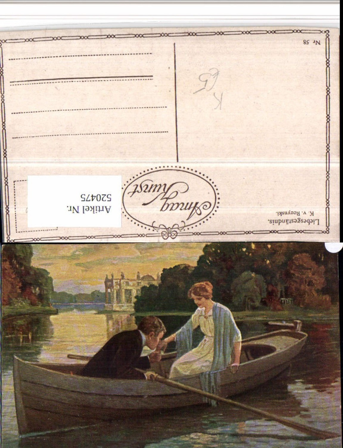 520475,Künstler AK Simplicissimus K. v. Rozynski Liebesgeständnis Liebe Paar Ruderboot