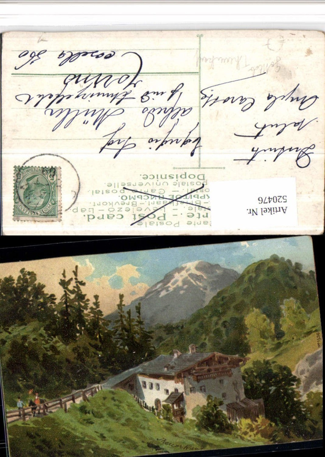 520476,Künstler AK Gottlob Theuerkauf Haus Bergkulisse