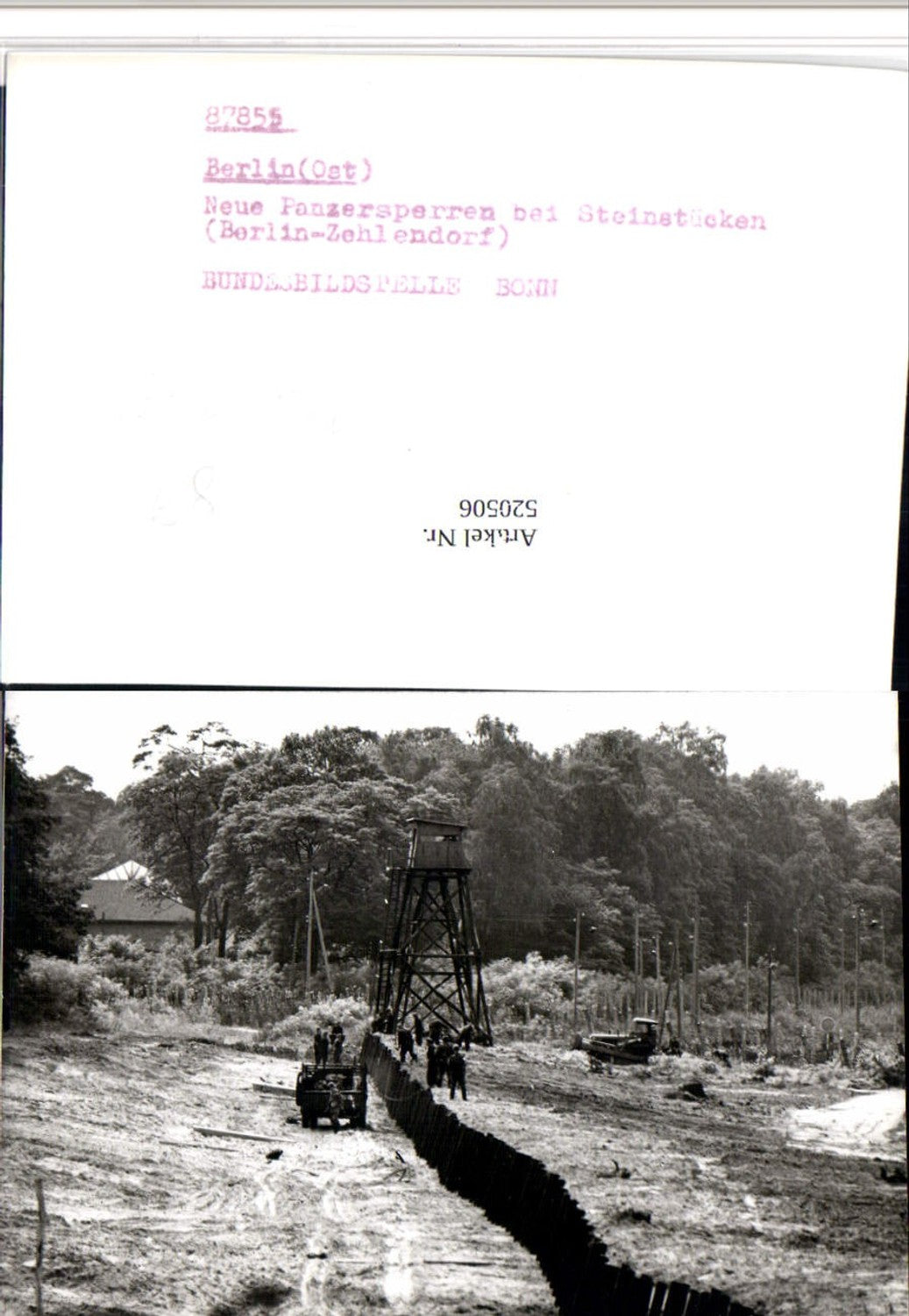 520506,Berlin Zehlendorf Berliner Bauer Panzersperre Steinstücken Steglitz Wannsee