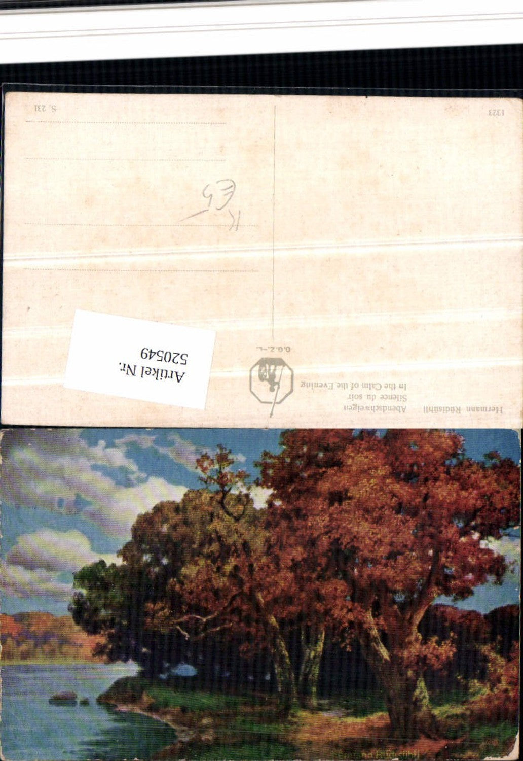 520549,Künstler AK Hermann Rüdisühli Abendschweigen Landschaft Bäume