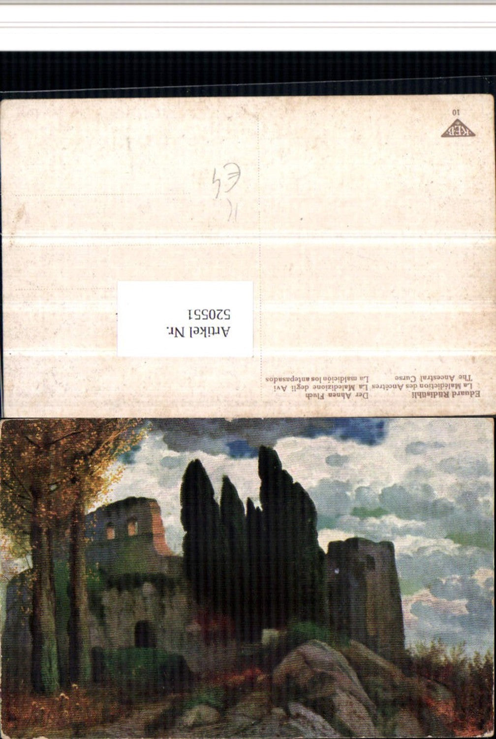 520551,Künstler AK Eduard Rüdisühli Der Ahnen Fluch Ruine