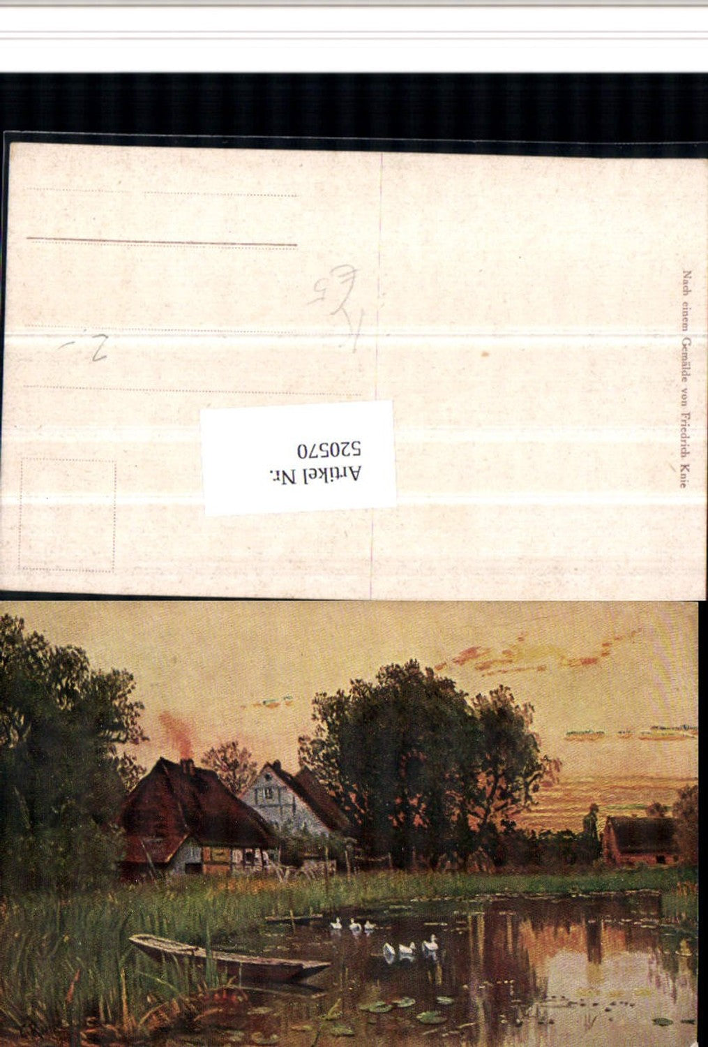 520570,Künstler AK Friedrich Knie Landschaft Bach Häuser