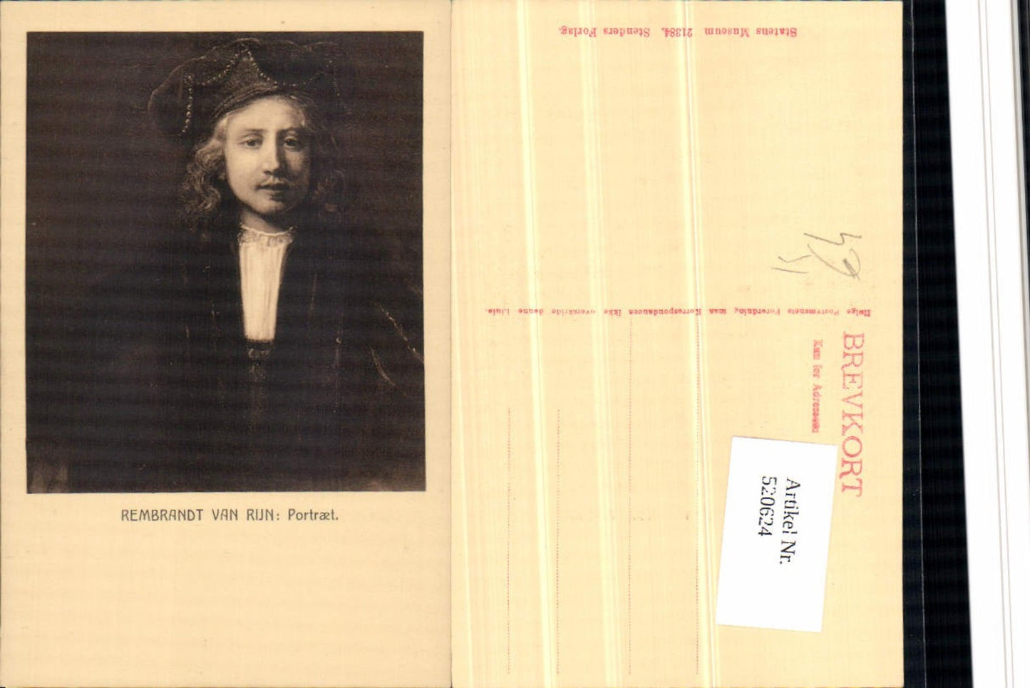 520624,Künstler AK Rembrandt van Rijn Portraet Mann Mütze Portrait
