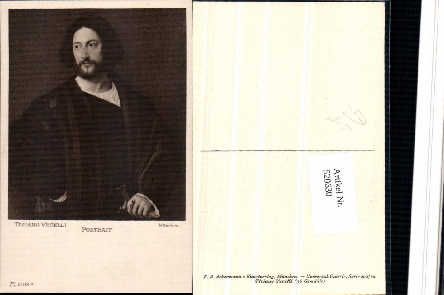 520630,Künstler AK Tiziano Vecelli Portrait Mann pub Ackermann 21063a