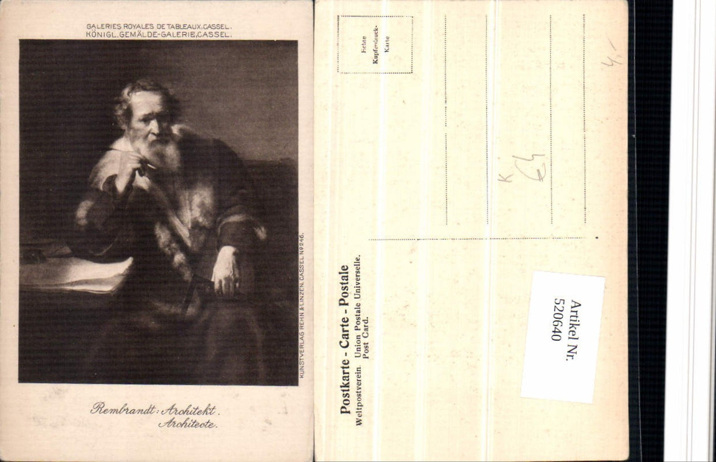 520640,Künstler AK Rembrandt Architekt Mann Portrait