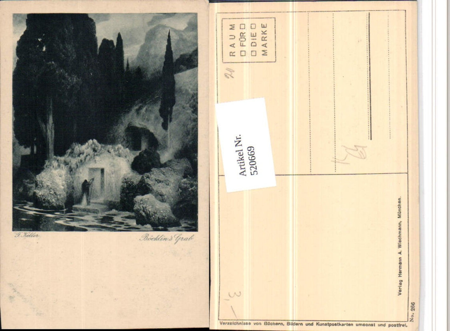 520669, Artist AK F. Keller Böcklin's Grave Tombstone