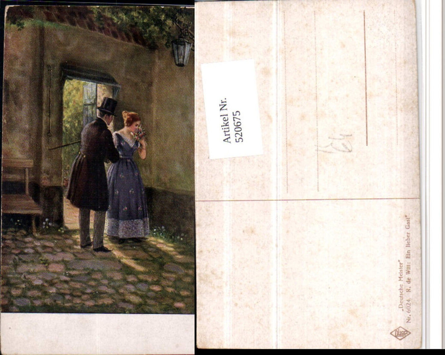 520675,Künstler AK R. De Witt Ein lieber Gast Liebe Paar Kleid