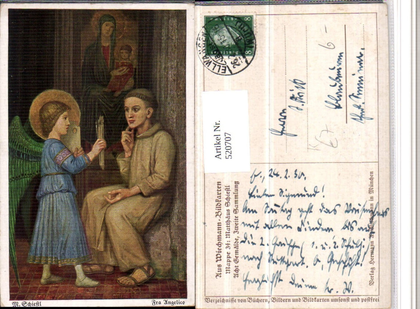 520707,Künstler AK Matthäus Schiestl Frau Angelico Seliger Engel