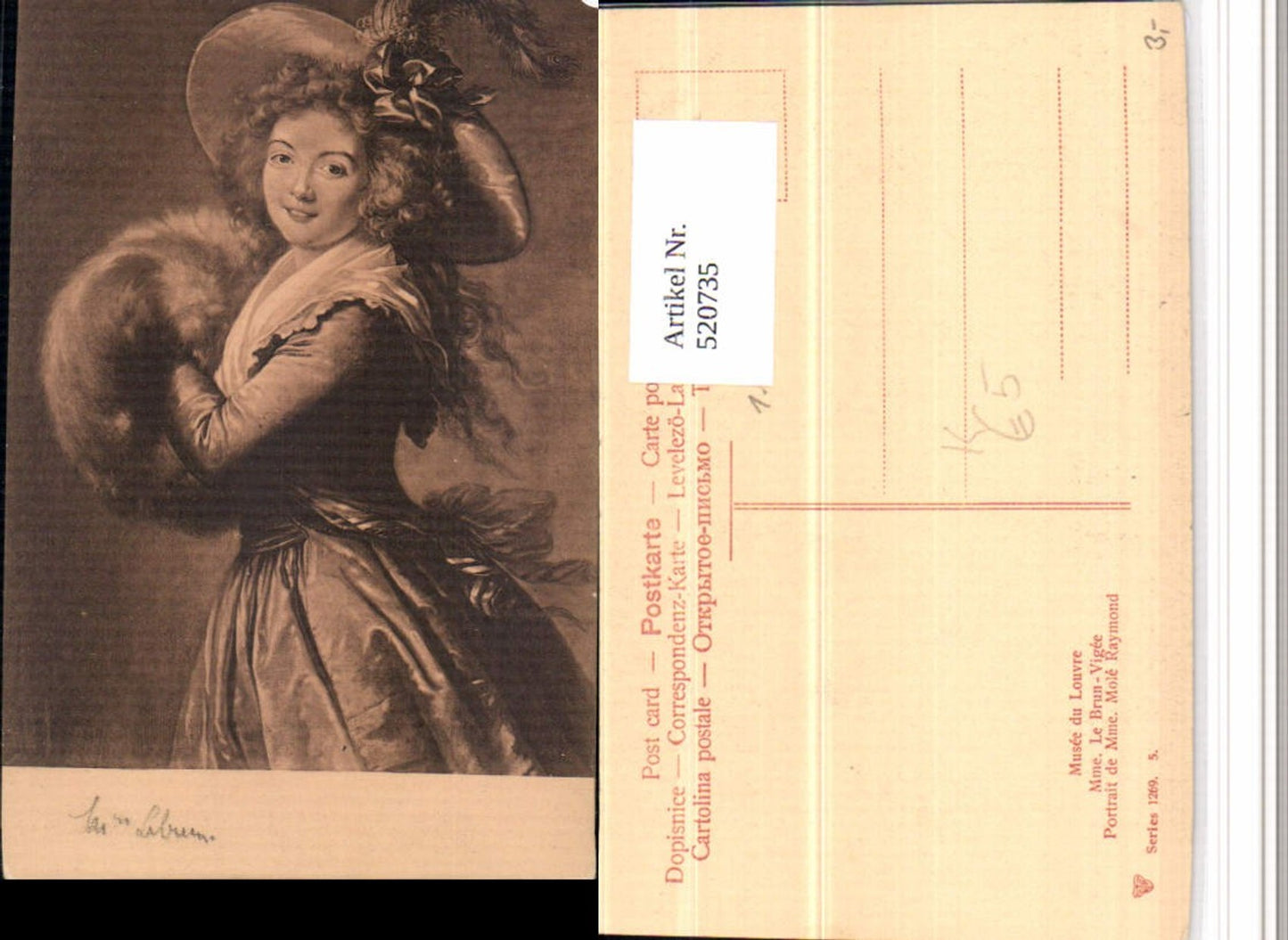 520735,Künstler AK Mme Le Brun-Vigee Portrait Mole Rymond Hut Muff