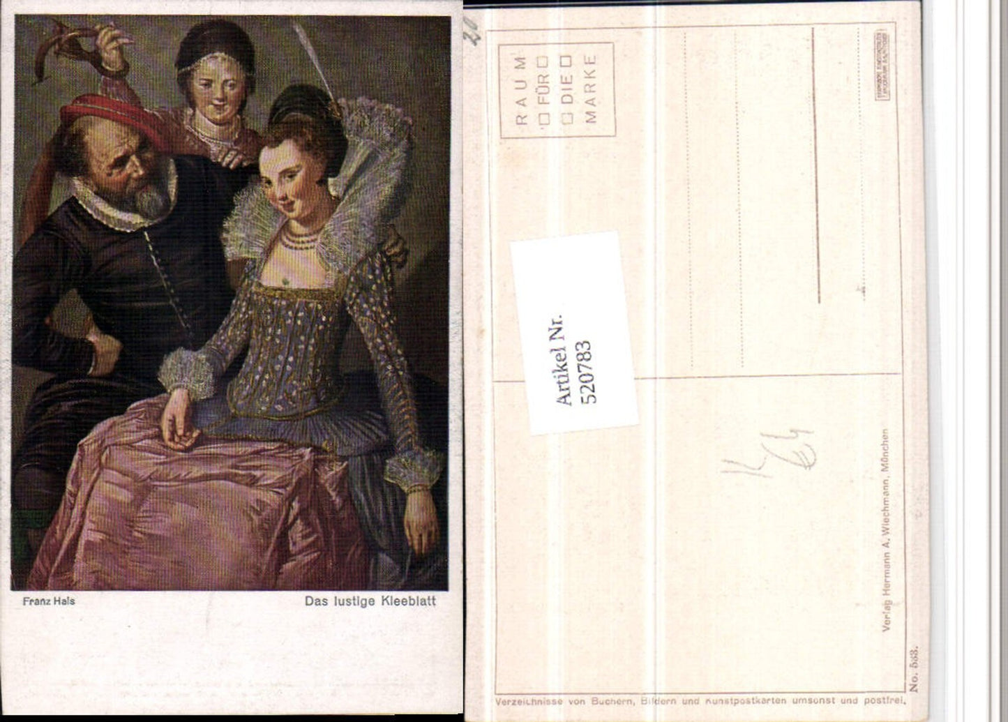520783,Künstler AK Franz Frans Hals Das lustige Kleeblatt Frau Kragen Portrait
