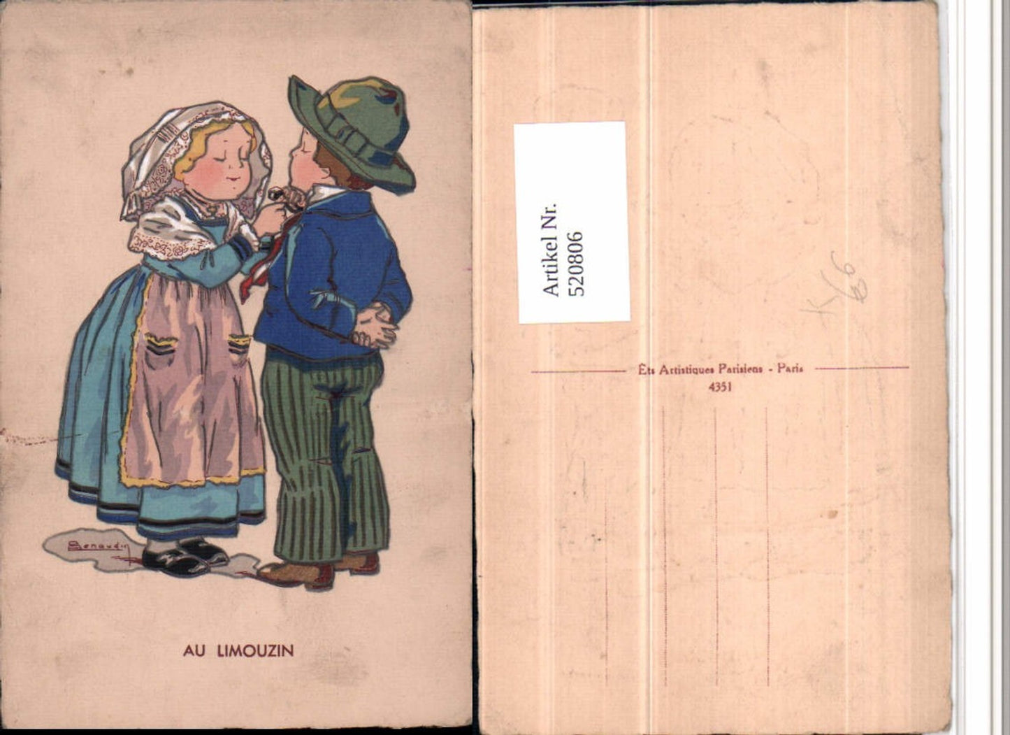 520806,Künstler AK Handgemalt E. Renaudin Au Limouzin Kinder als Erwachsene