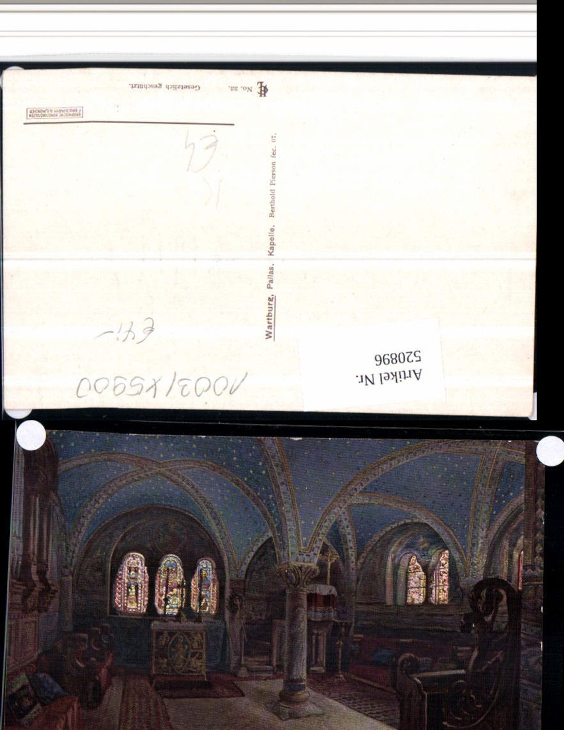 520896, Artist AK Berthold Pierson Eisenach Wartburg Pallas Chapel
