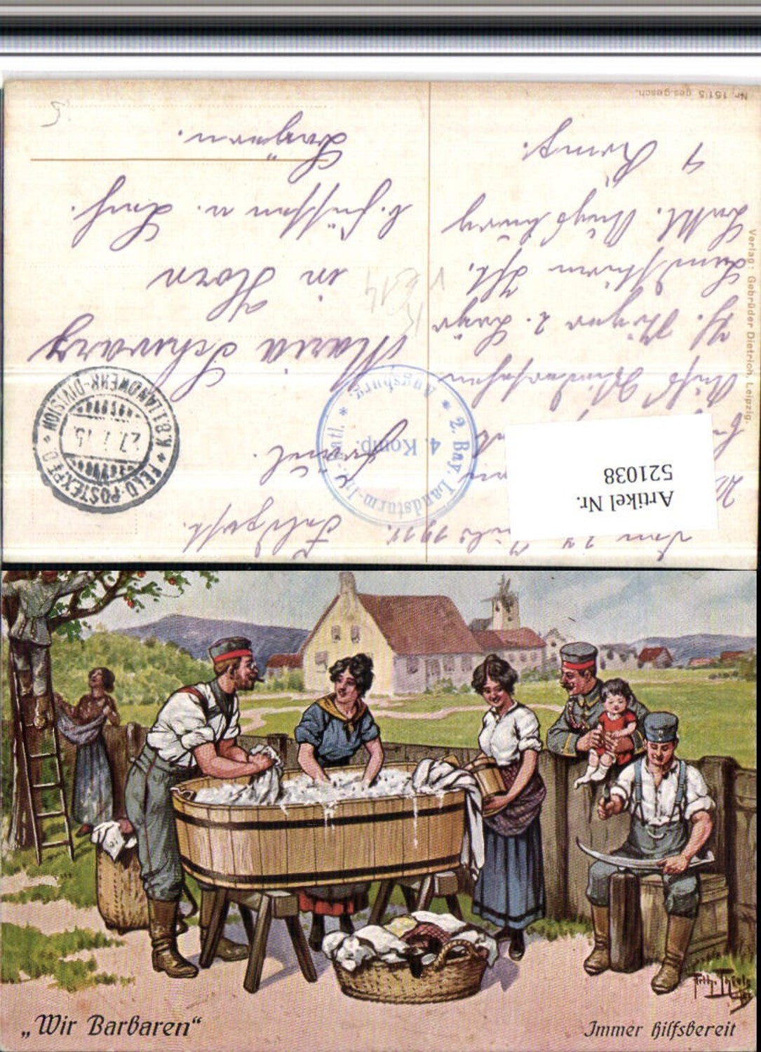 521038,Künstler AK Arthur Thiele Barbaren Wäsche waschen pub Geb. Dietrich 151/5