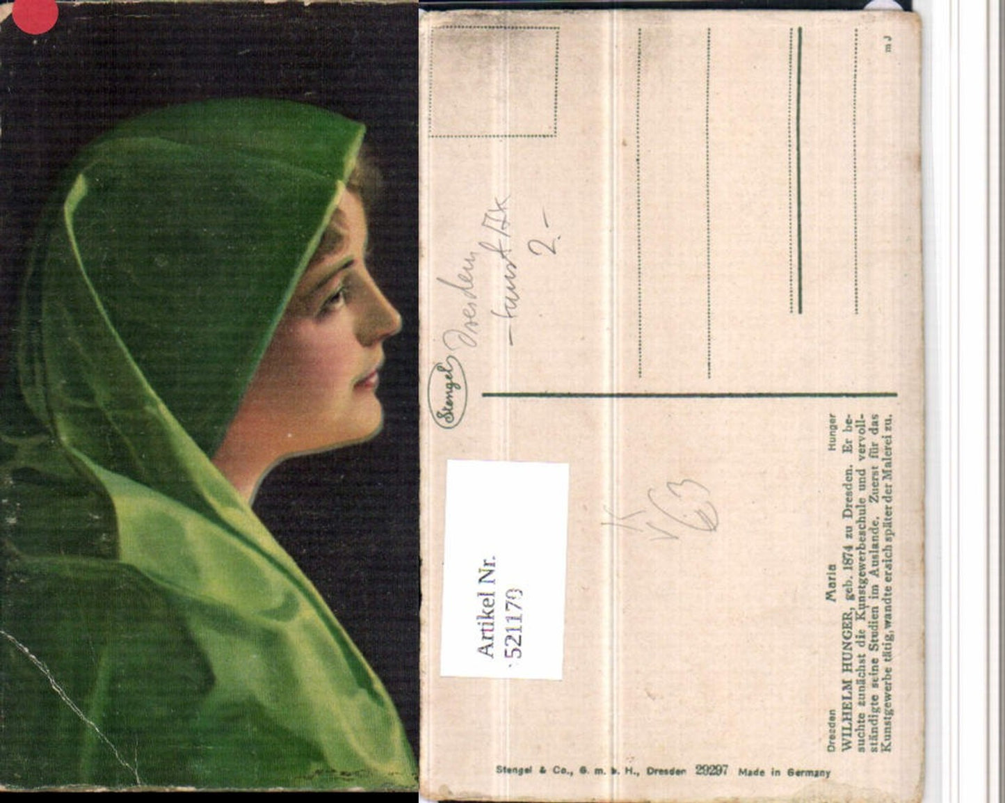 521170,Stengel & Co 29297 Künstler Wilhelm Hunger Maria Kopftuch Portrait