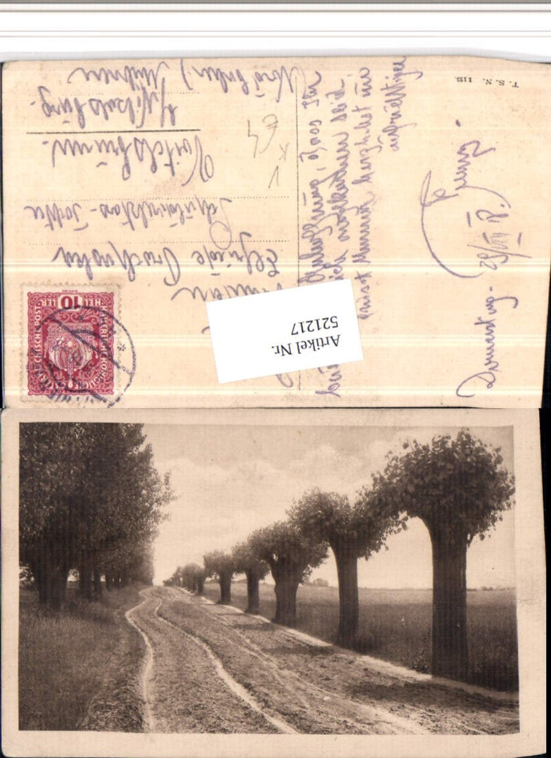 521217,Theo Stroefer 1123 Künstlerkarte Landschaft Weg Bäume
