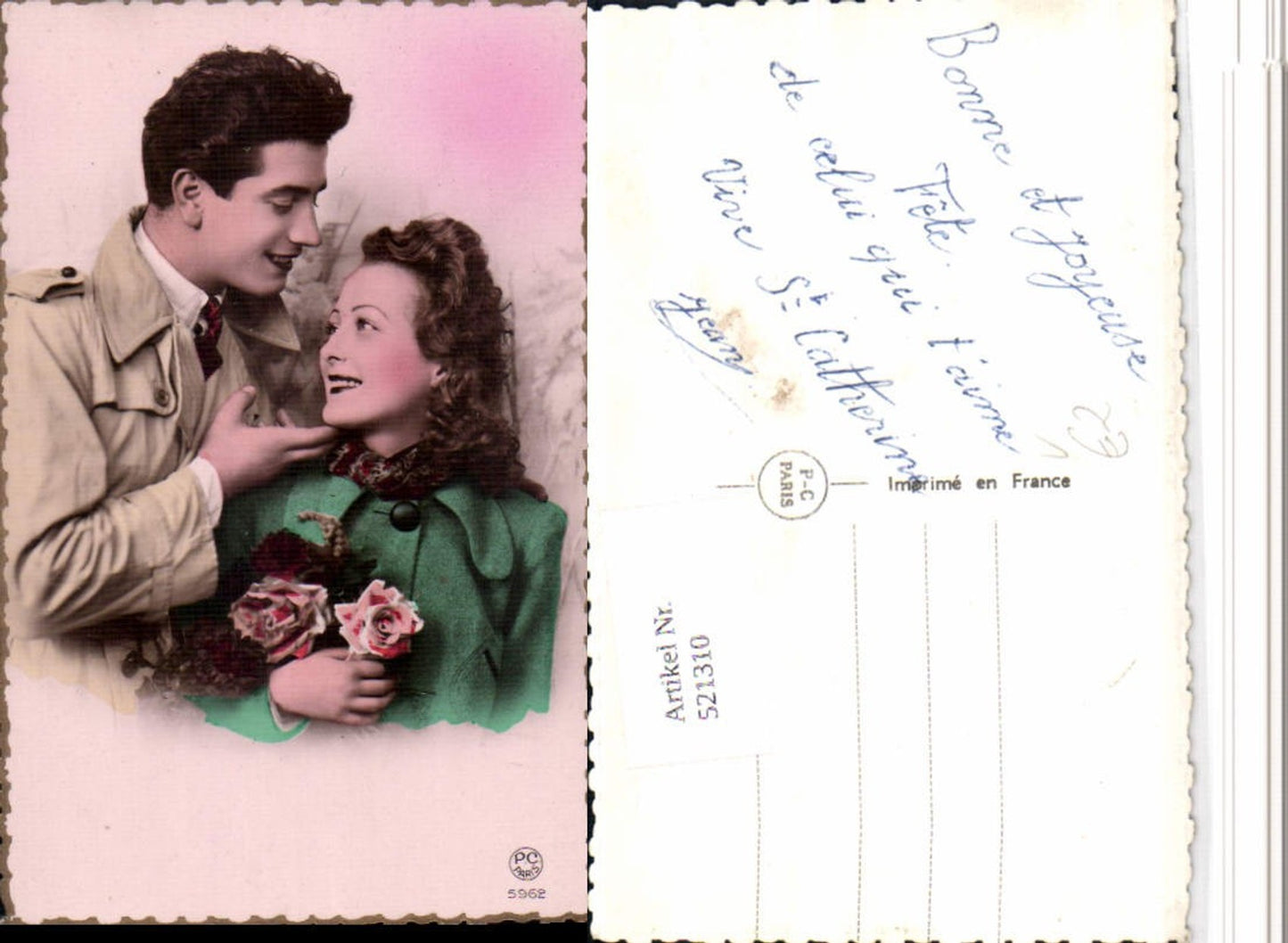 521310,P.C. Paris 5962 Liebe Paar Mäntel Rosen