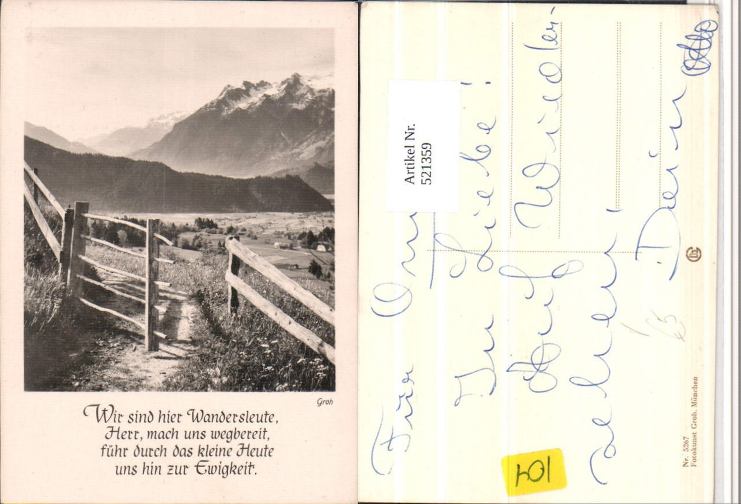 521359,Fotokunst Groh 5267 Landschaft Zaun Bergkulisse Spruch