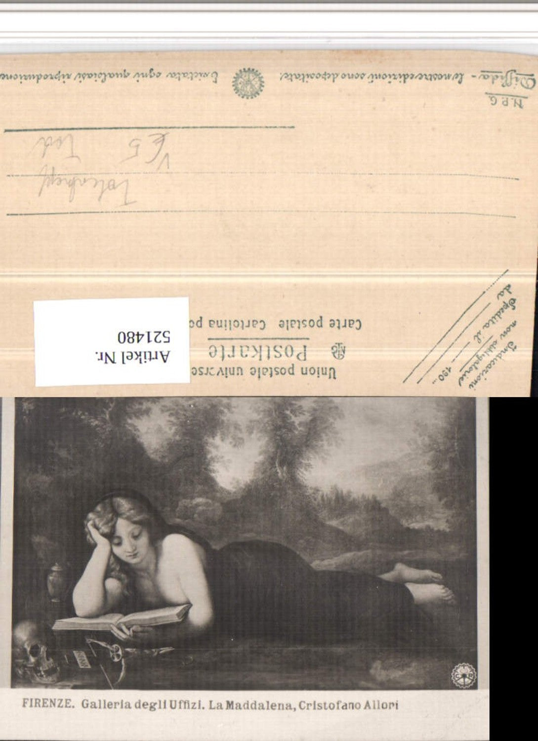 521480,Künstler AK Cristofano Allori Maddalena Lesen Tod Totenkopf pub NPG