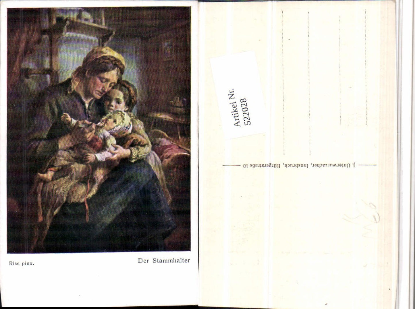 522028,Künstler AK Th. Riss Der Stammhalter Mutter m. Kinder Kind Baby