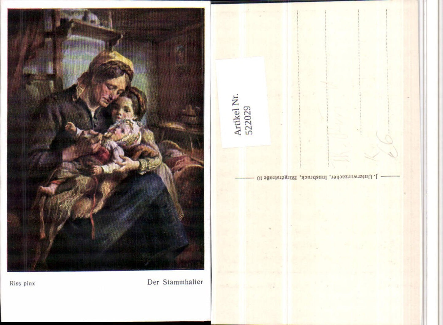 522029,Künstler AK Th. Riss Der Stammhalter Mutter m. Kinder Kind Baby