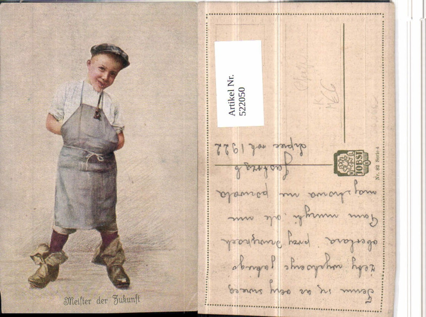 522050,Künstler AK Meister der Zukunft Kind Bub m. Pfeife rauchen