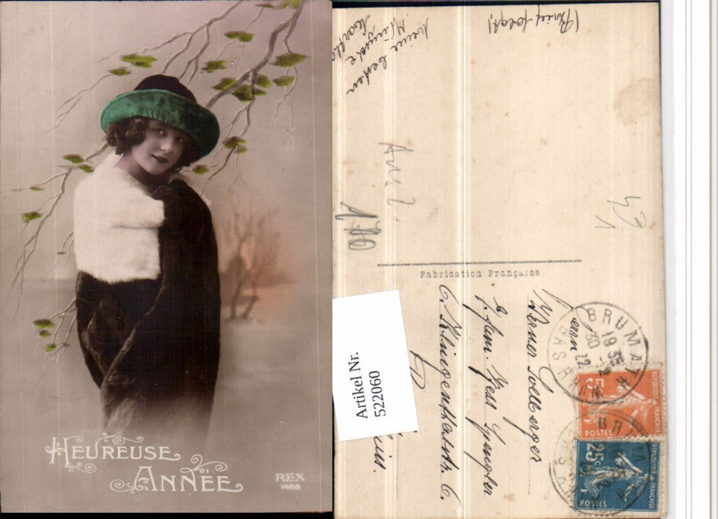 522060,Heureuse Annee Pelzmode Frau Hut pub REX 1488