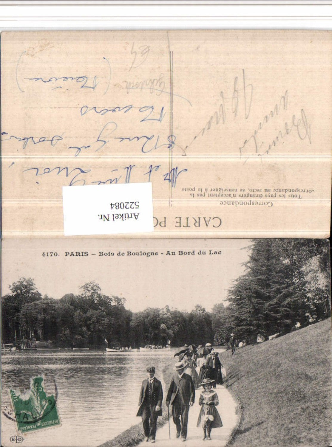 522084,Paris Bois de Boulogne Bord du Lac Gruppen Gehstock Schirme