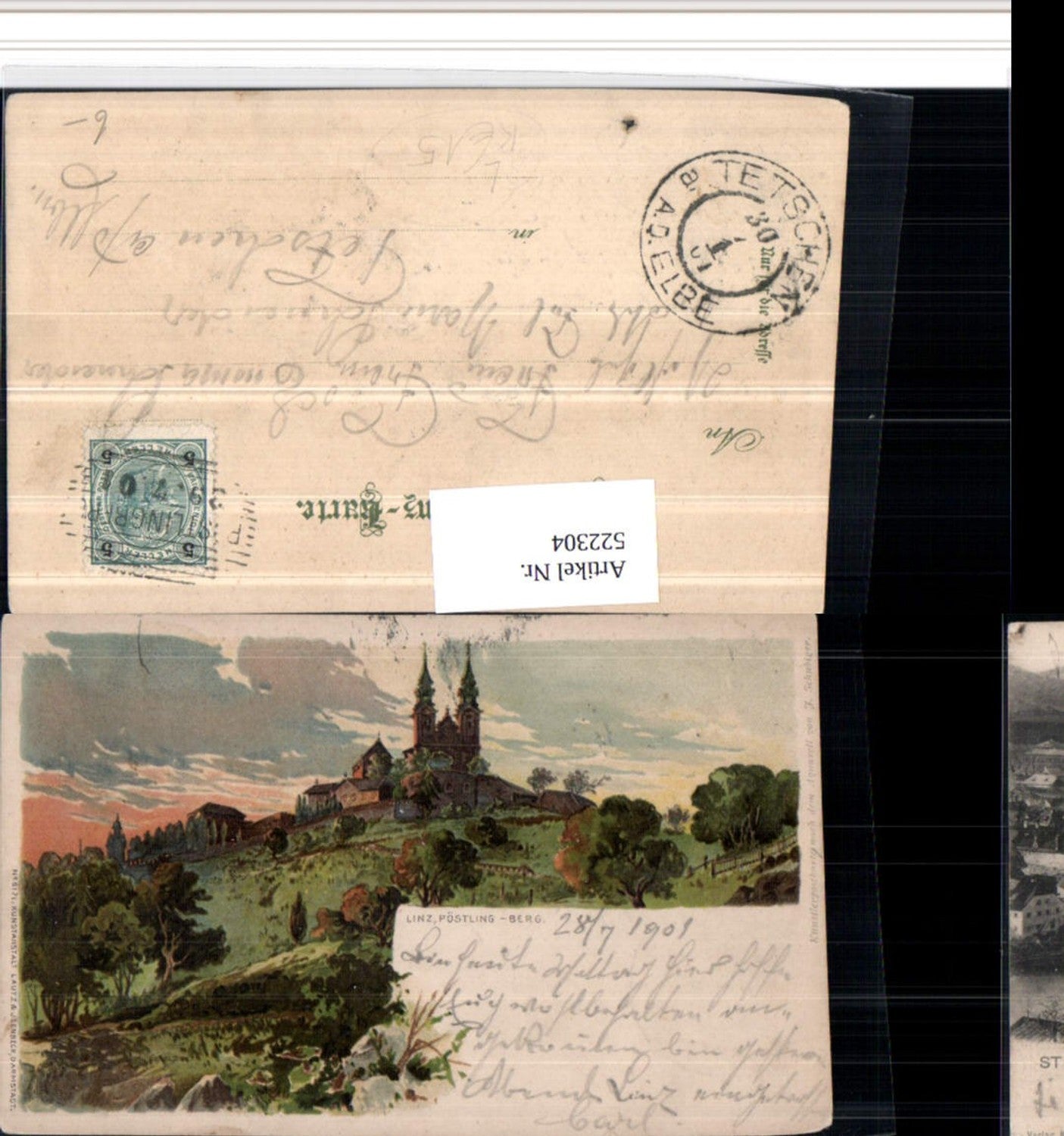 522304,Künstler Litho F. Schubiger Linz an d. Donau Pöstlingberg Kirche