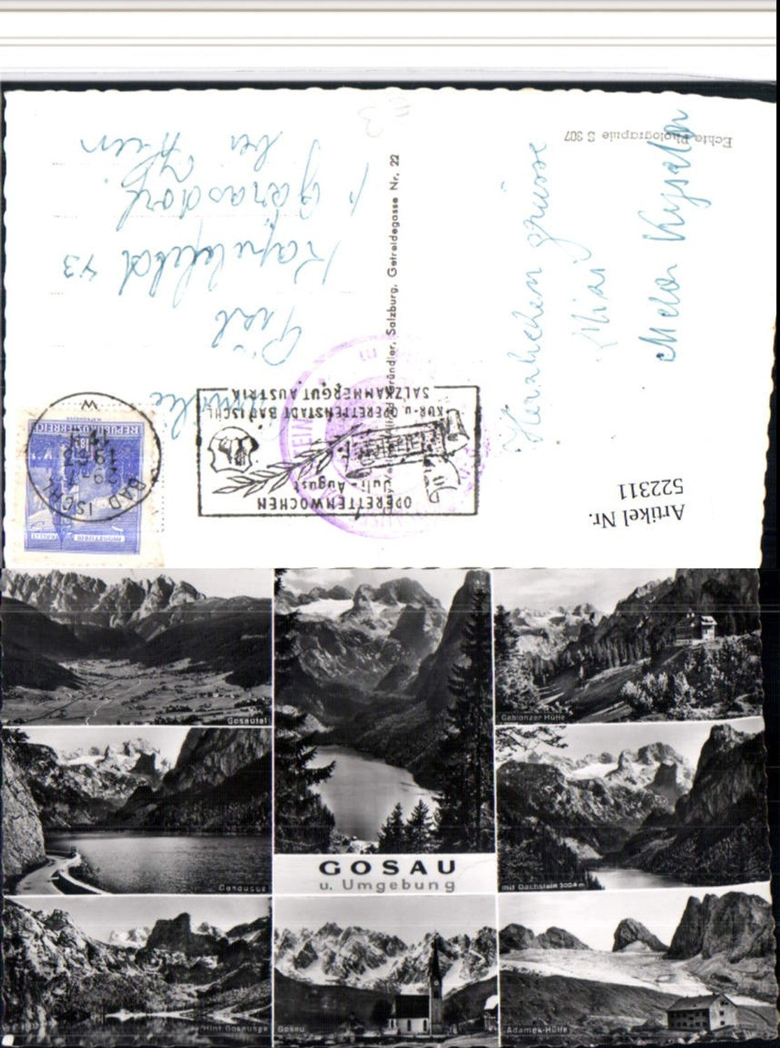522311,Gosau u. Umgebung Kirche See Berghütten Mehrbildkarte