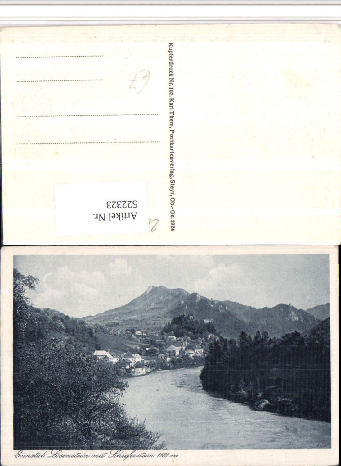 522323,Ennstal Losenstein Totale m. Schieferstein Bergkulisse