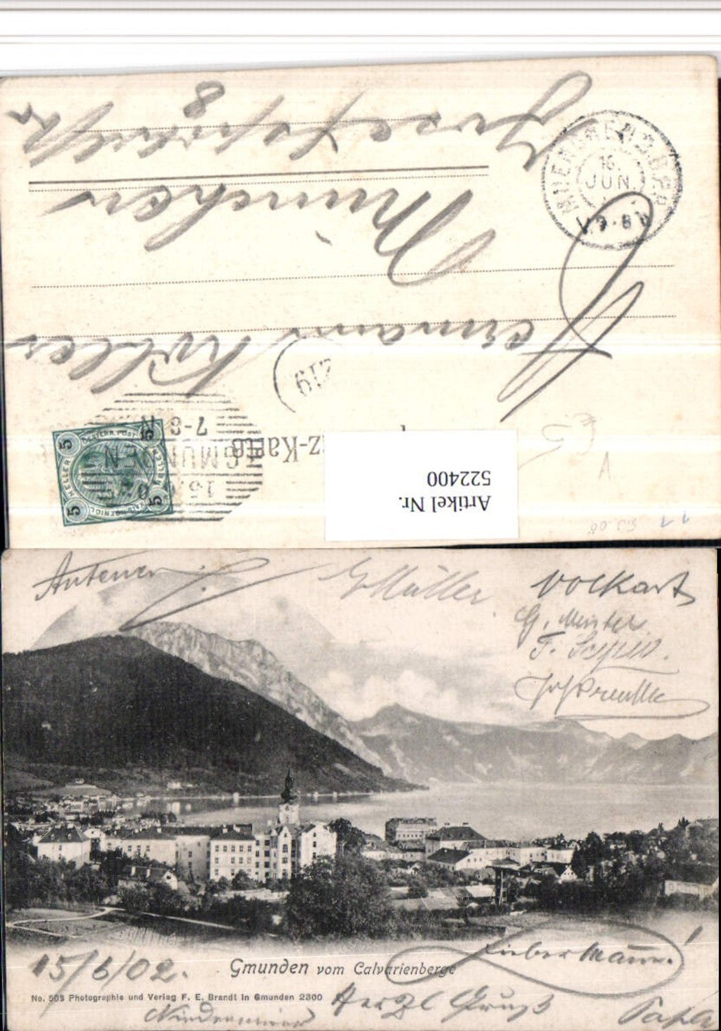 522400,Gmunden Totale vom Calvarienberg pub F.E. Brandt 2300