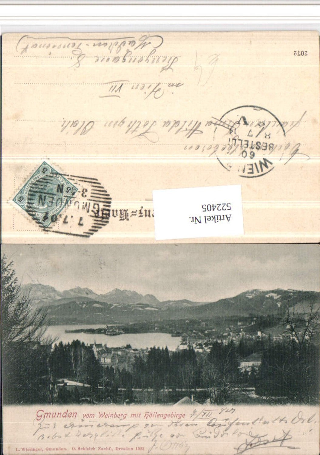 522405,Gmunden Totale vom Weinberg Bergkulisse