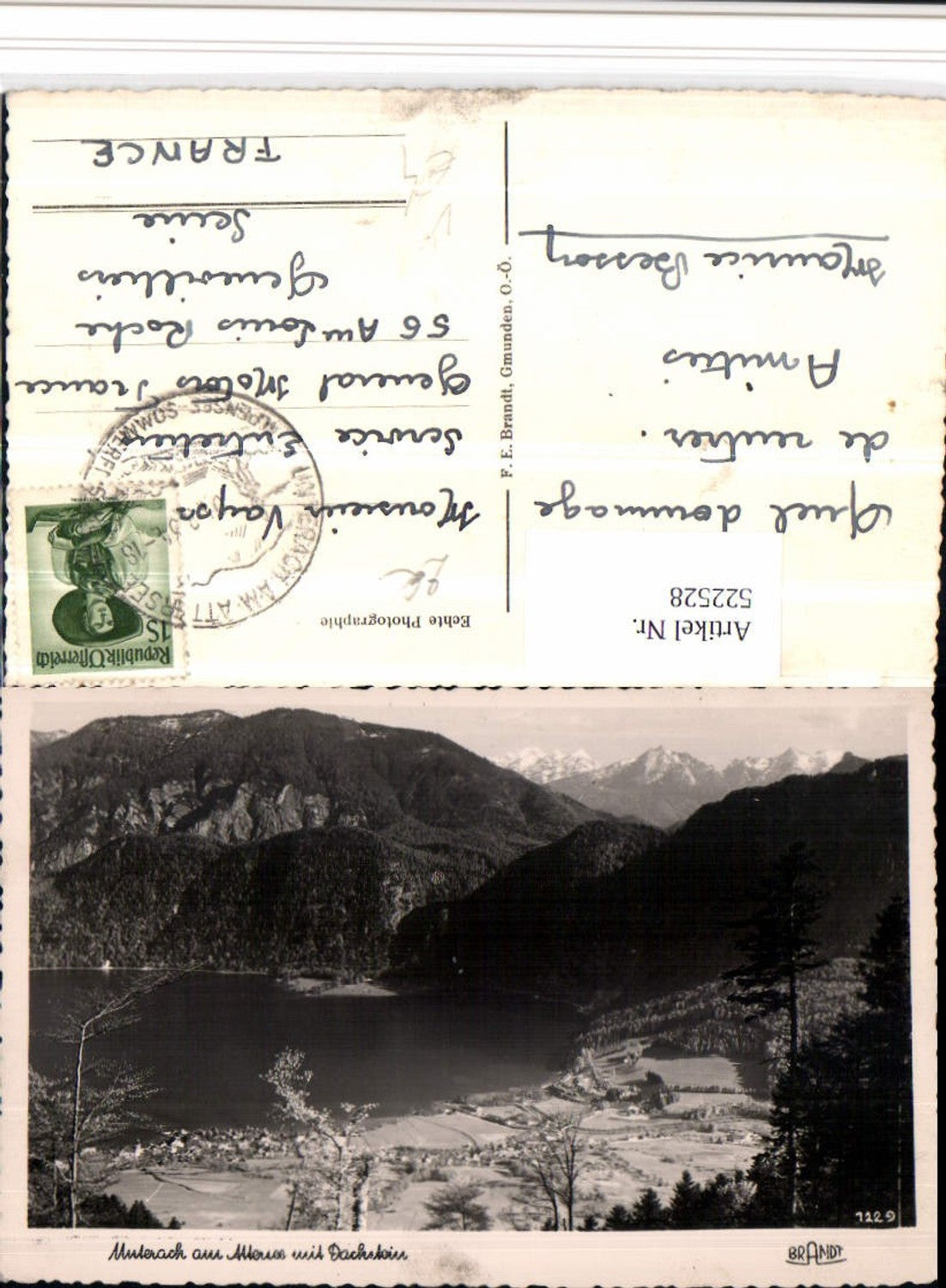 522528,Unterach am Attersee Totale m. Dachstein Bergkulisse pub Brandt 1229