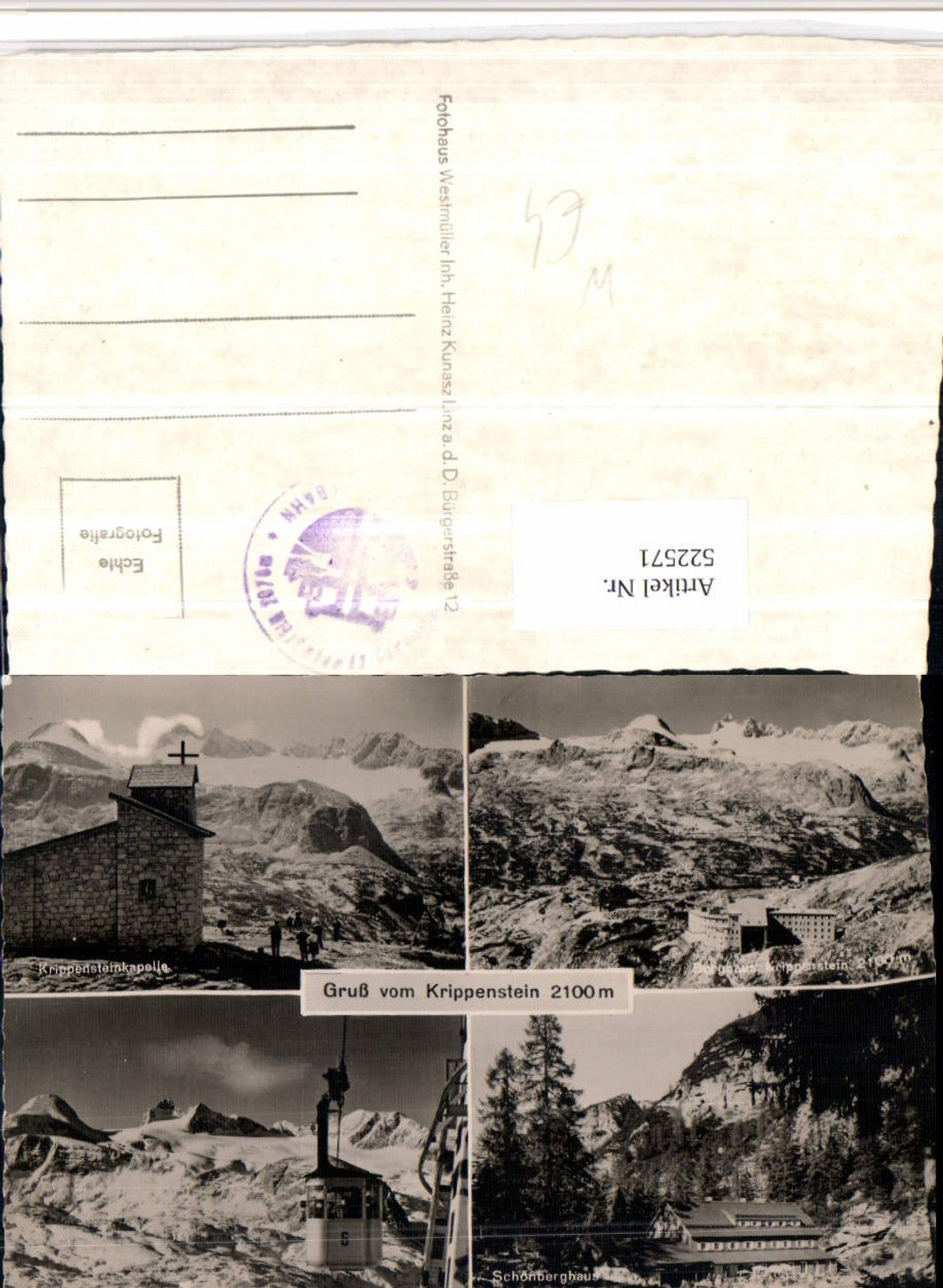 522571,Krippenstein b. Obertraun Kapelle Seilbahn Berghaus Mehrbildkarte