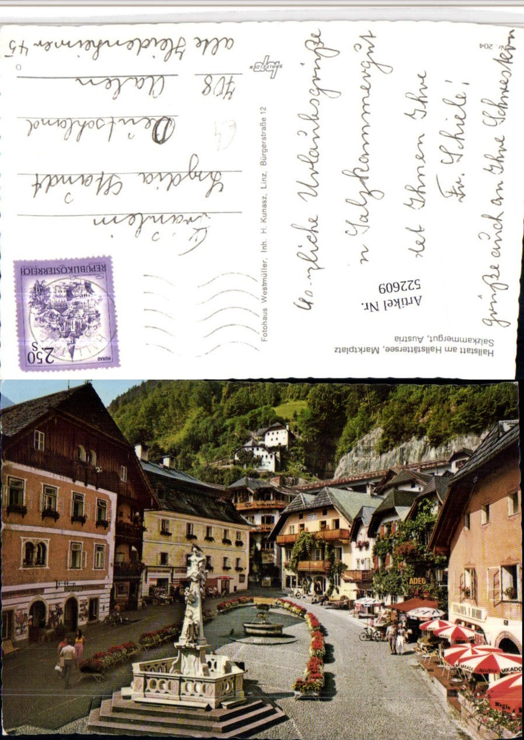 522609,Hallstatt am Hallstättersee Marktplatz Brunnen
