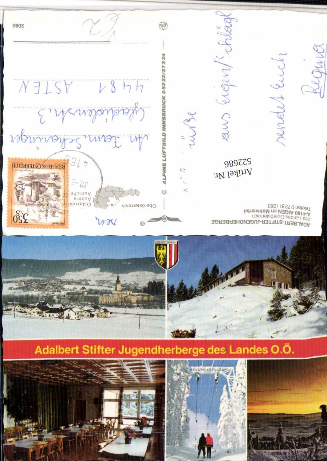 522686, Aigen im Mühlviertel Total Ski lift Youth hostel pub Alpine aerial view 2080