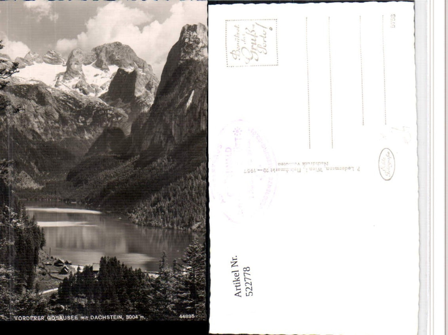 522778,Vorderer Gosausee b. Gosau m. Dachstein Bergkulisse