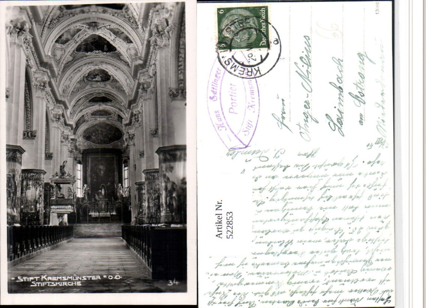 522853,Kremsmünster Stift Stiftskirche Innenansicht