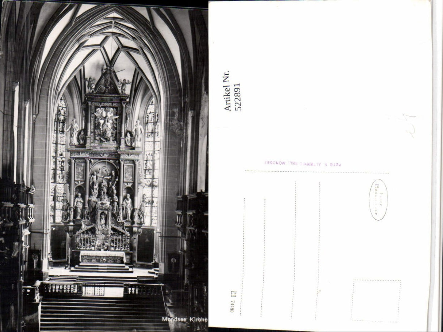 522891,Mondsee Kirche Innenansicht Altar