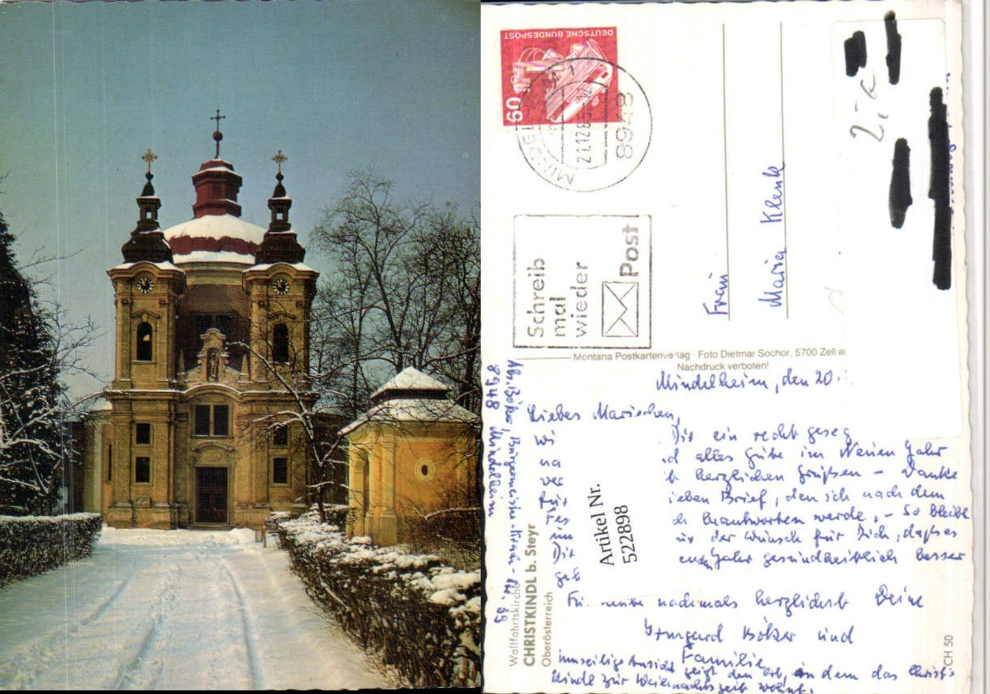 522898,Steyr an d. Enns Christkindl Wallfahrtskirche Kirche Winterbild