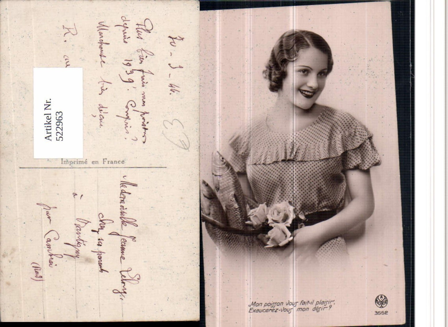 522963,Foto-AK Art Deco Mode Frau Blumen Rosen pub Noyer