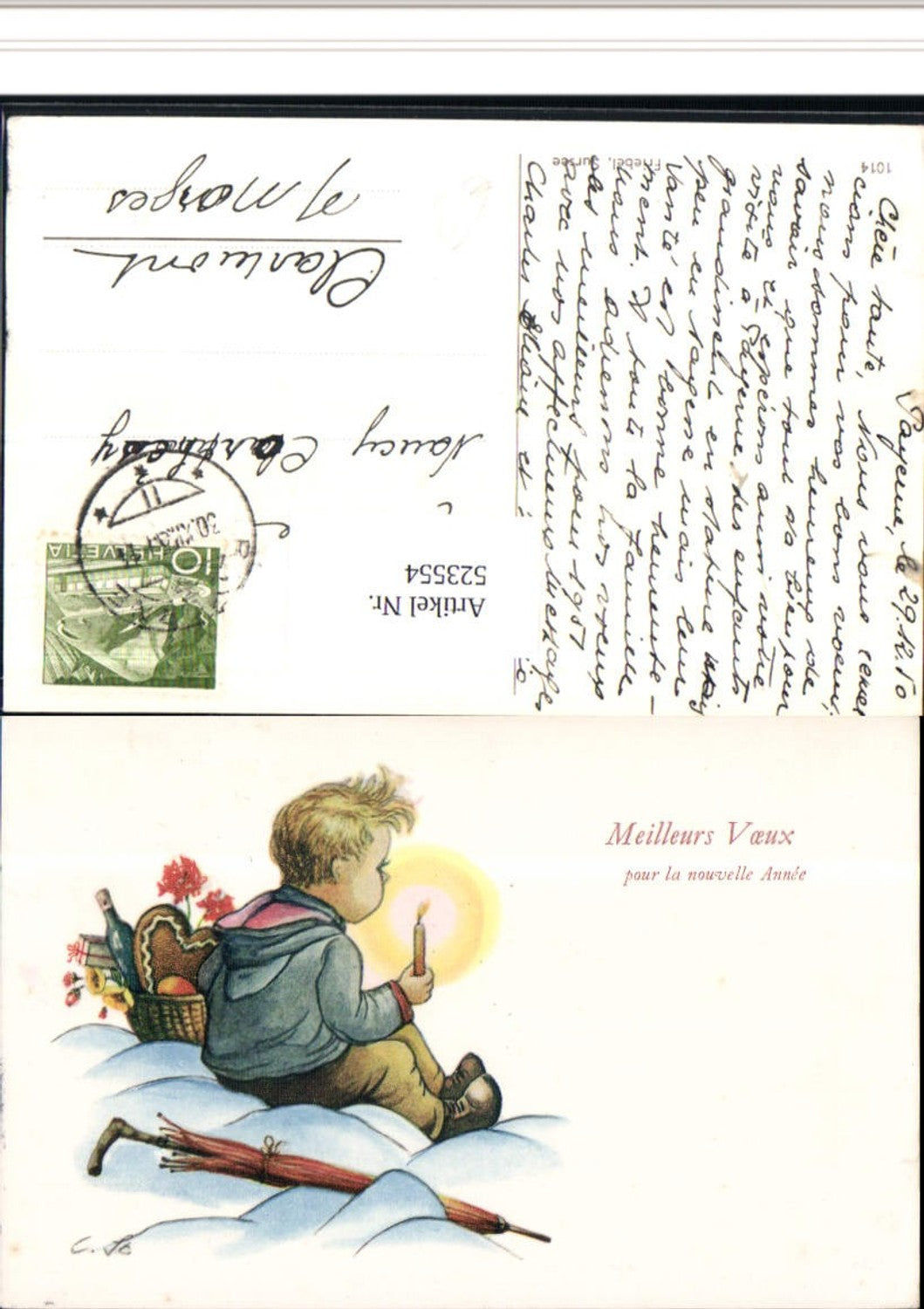 523554, Artist AK C. St. Child with candle basket
