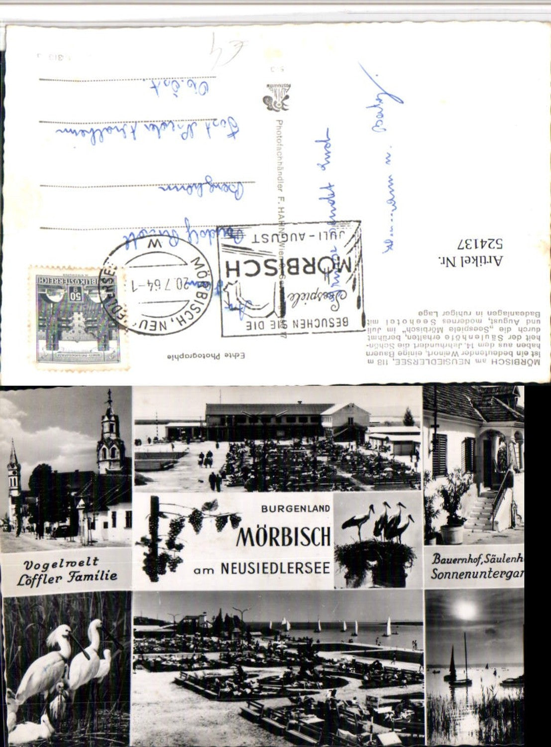 524137,Mörbisch am See Kirche Bauernhof Störche Mehrbildkarte