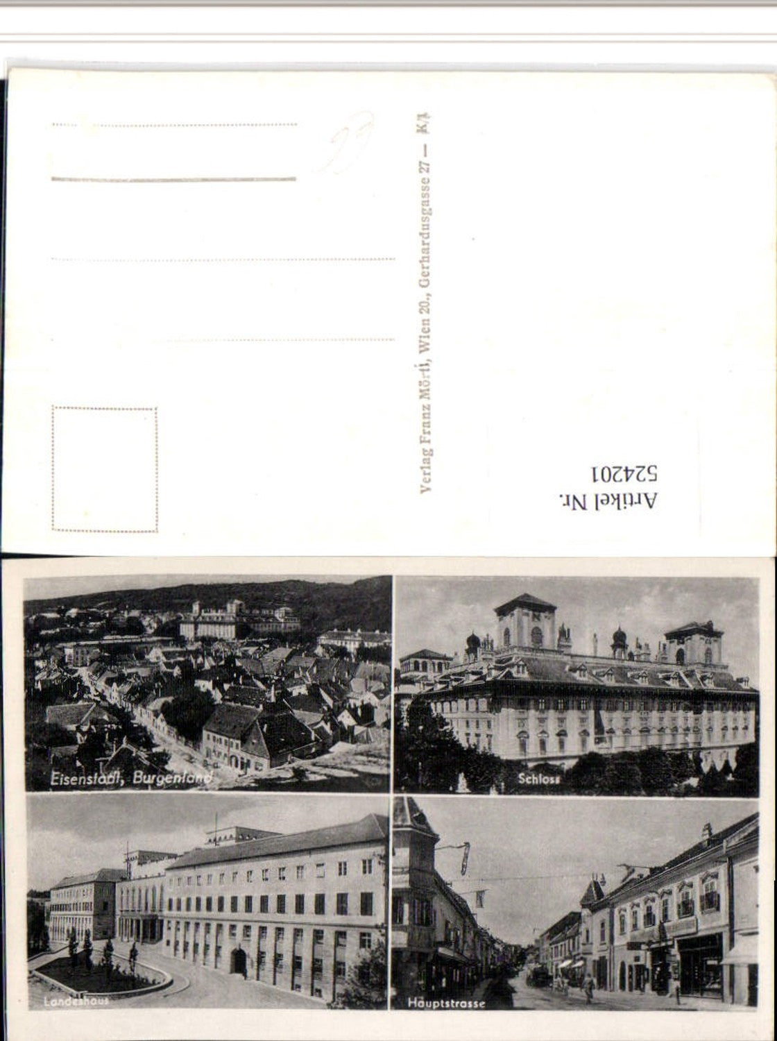 524201,Eisenstadt Totale Schloss Landeshaus Hauptstraße Mehrbildkarte