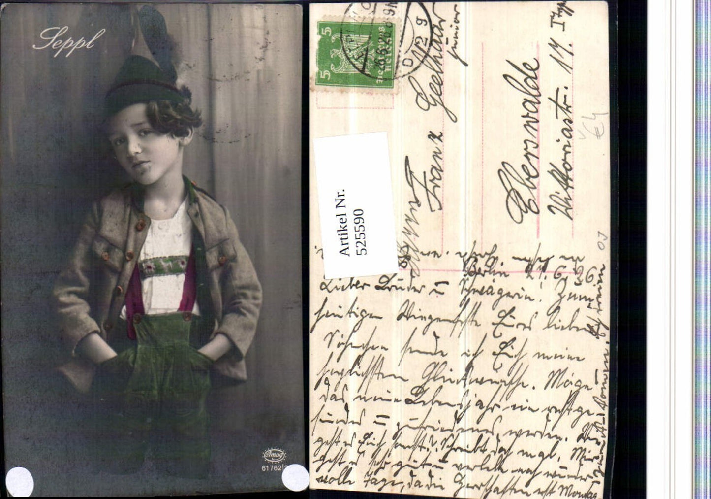 525590,Foto-AK Junge in Tracht Knickerbocker Hut pub AMAG 61762-2