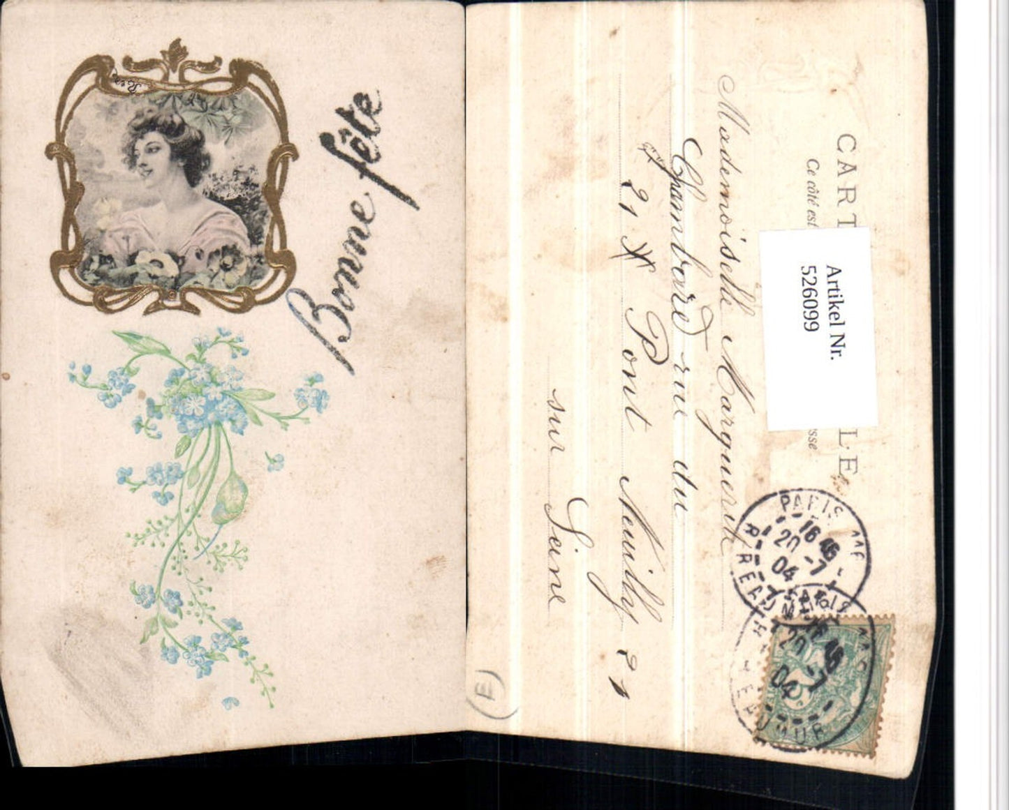 526099,Künstler AK Jugendstil Art Nouveau Präge Litho Frau