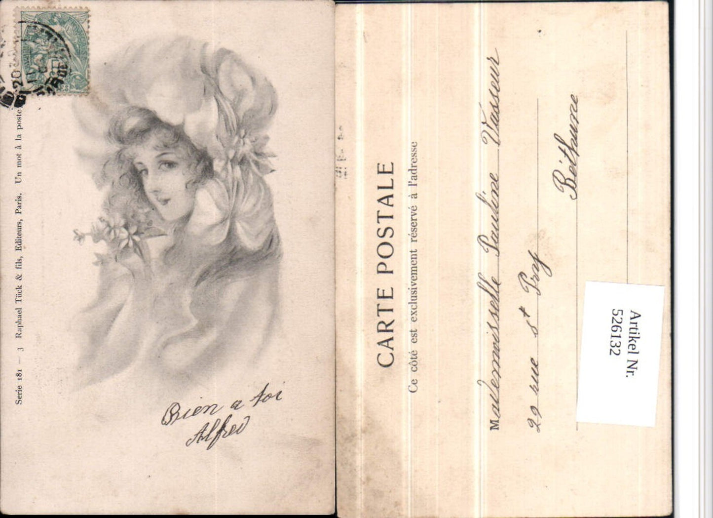 526132,Künstler AK Frau Portrait Mode Art Nouveau Jugendstil pub Tuck Raphael 181-3