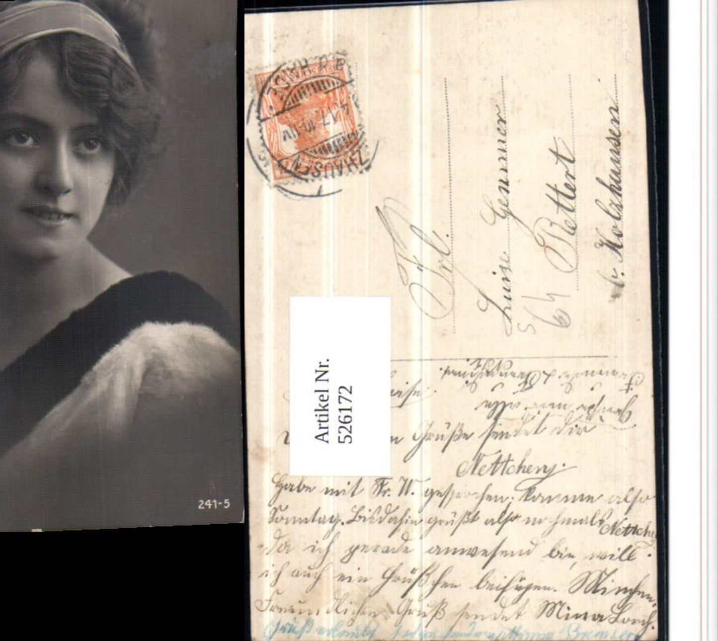 526172,Foto-AK Frau mit Haarschmuck Haare Haarband Portrait
