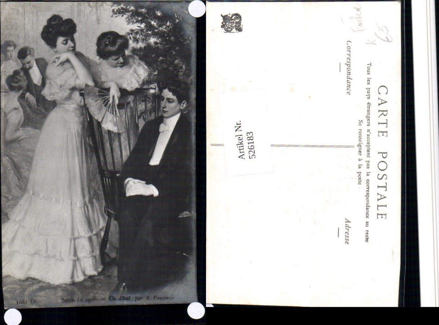 526183,Salon de 1906 A. Faugeron Fächer Frau Mode Kleid