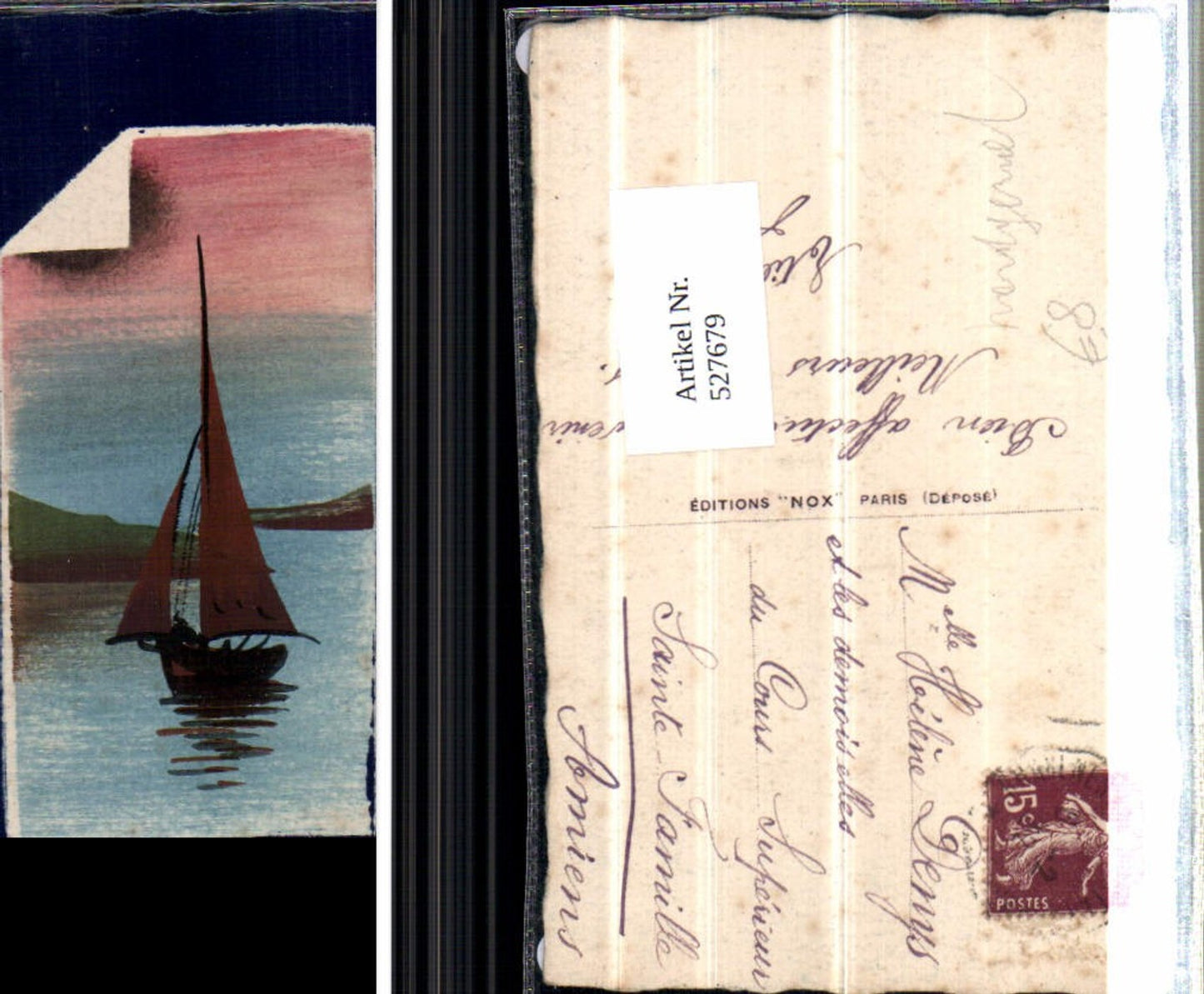 527679,tolle handgemalte Künstler AK Boot Segelschiff Schiff